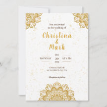 Elegant White Golden Modern Typography Wedding