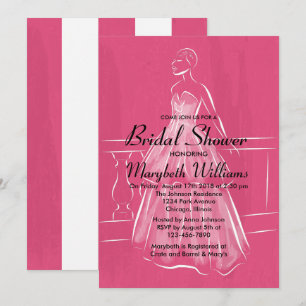 Elegant White Gown Bridal Shower Card Invitation