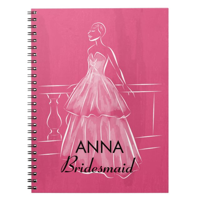 Elegant White Gown Bridal Shower Favor Notebook (Front)