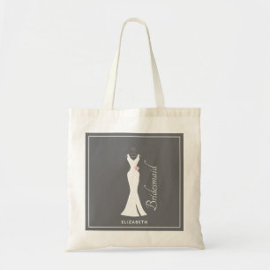 Elegant White Gown on Gray - Bridesmaid Tote Bag