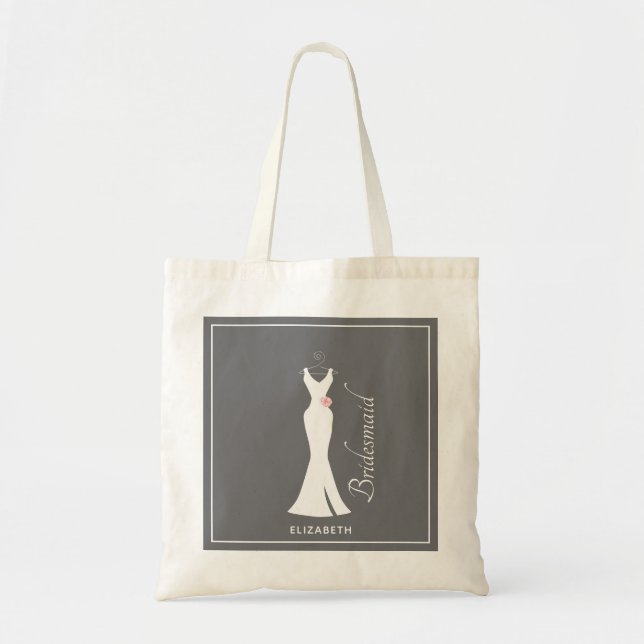 Elegant White Gown on Gray - Bridesmaid Tote Bag (Front)