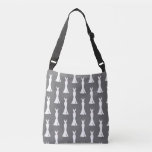 Elegant White Gown on Gray - Stylish Pattern Crossbody Bag