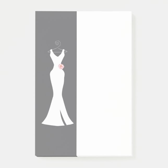 Elegant White Gown on Gray - Stylish Simple Desig Post-it Notes (Front)
