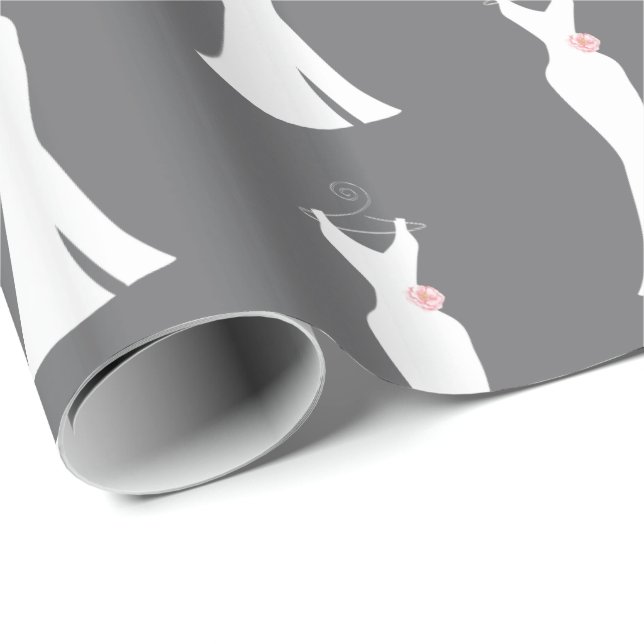 Elegant White Gown on Gray - Stylish Simple Desig Wrapping Paper (Roll Corner)