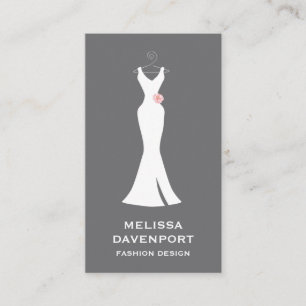 Elegant White Gown on Gray - Stylish Simple Design Business Card