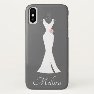 Elegant White Gown on Gray - Stylish Simple Design iPhone X Case