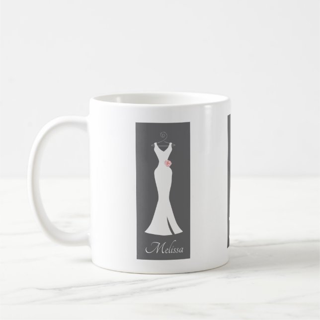 Elegant White Gown on Gray - Stylish Simple Design Coffee Mug (Left)