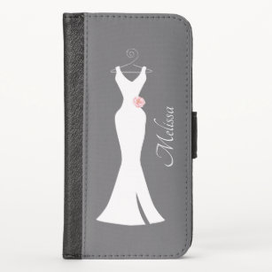 Elegant White Gown on Gray - Stylish Simple Design iPhone X Wallet Case