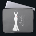 Elegant White Gown on Gray - Stylish Simple Design Laptop Sleeve<br><div class="desc">A laptop sleeve made with a classy gray background. A graphic illustration of an elegant white gown hanging on a hanger. Simple minimalist design.</div>