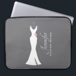Elegant White Gown on Gray - Stylish Simple Design Laptop Sleeve<br><div class="desc">A laptop sleeve made with a classy gray background. A graphic illustration of an elegant white gown hanging on a hanger. Simple minimalist design.</div>