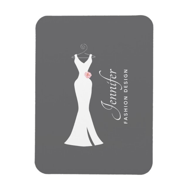 Elegant White Gown on Gray - Stylish Simple Design Magnet (Vertical)