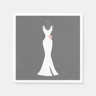 Elegant White Gown on Gray - Stylish Simple Design Napkins