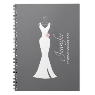 Elegant White Gown on Gray - Stylish Simple Design Notebook