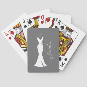 Elegant White Gown on Gray - Stylish Simple Design Poker Cards