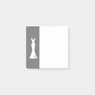 Elegant White Gown on Gray - Stylish Simple Design Post-it Notes