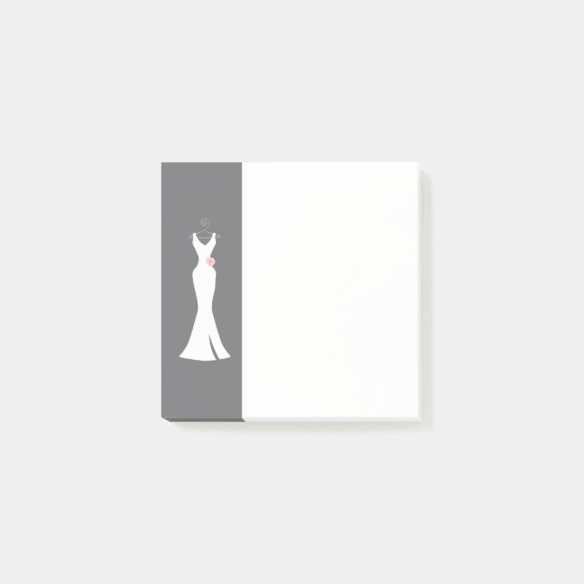 Elegant White Gown on Gray - Stylish Simple Design Post-it Notes (Front)