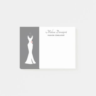 Elegant White Gown on Gray - Stylish Simple Design Post-it Notes
