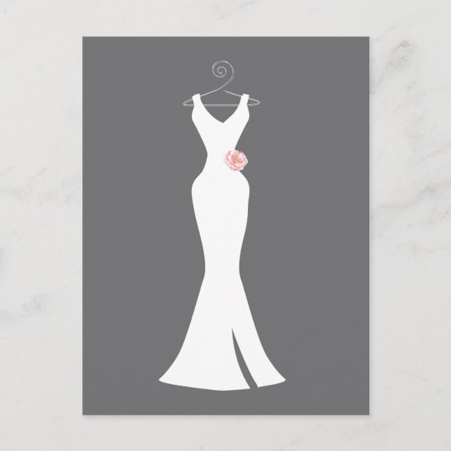 Elegant White Gown on Gray - Stylish Simple Design Postcard (Front)