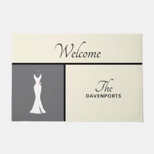 Elegant White Gown Simple Minimalist Design Doormat