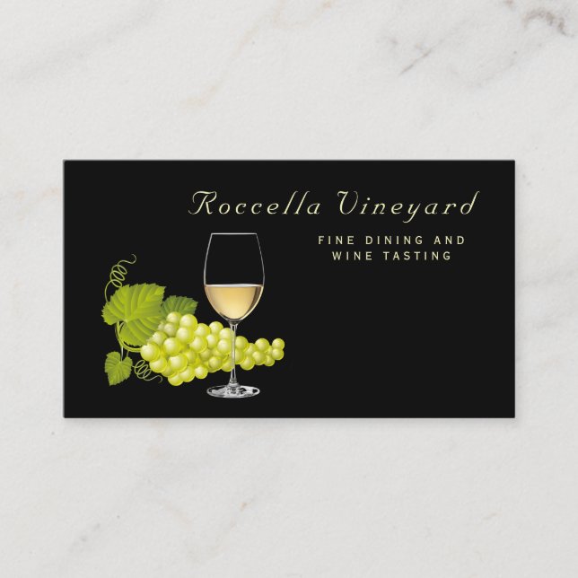 Elegant White Grape Winery Business Card (Front)