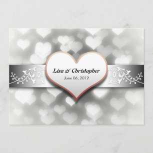 elegant white gray black colors wedding invitation