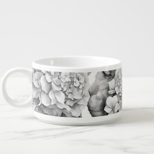 Elegant white gray black floral watercolor  bowl