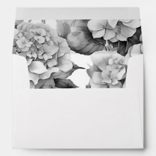 Elegant white gray black floral watercolor envelope