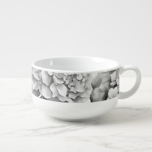 Elegant white gray black floral watercolor  soup mug