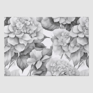 Elegant white gray black floral watercolor  tissue paper
