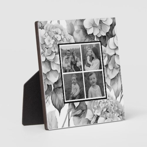Elegant white gray black watercolor floral  plaque