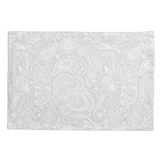 Elegant White & Gray Floral Paisley Pattern Pillow Case