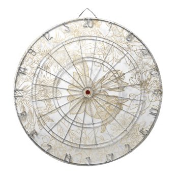 Elegant White Gray Gold Marble Floral Dart Board by kicksdesign at Zazzle