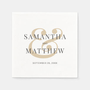 Elegant White Gray Gold Wedding Napkins