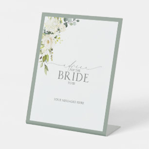 Elegant White Gray Green Advice To The Bride Pedestal Sign