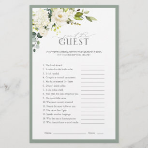 Elegant White Gray Green Bridal Shower Game