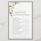 Elegant White Gray Green Bridal Shower Game