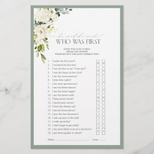 Elegant White Gray Green Bridal Shower Game boxes