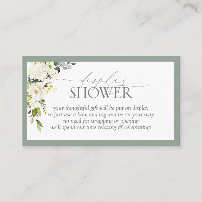Elegant White Gray Green Display Shower Enclosure Card (Front)