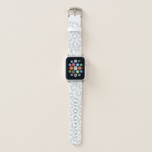 Elegant White Gray Leopard Cheetah Animal Print Apple Watch Band