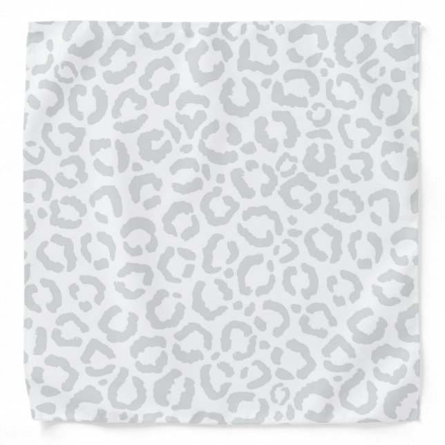 Elegant White Gray Leopard Cheetah Animal Print Bandana (Front)