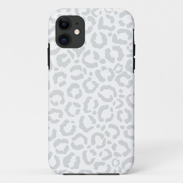 Elegant White Gray Leopard Cheetah Animal Print Case-Mate iPhone Case (Back)