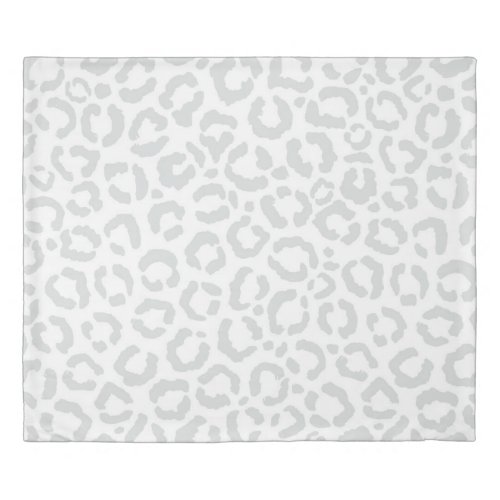 Elegant White Gray Leopard Cheetah Animal Print Duvet Cover