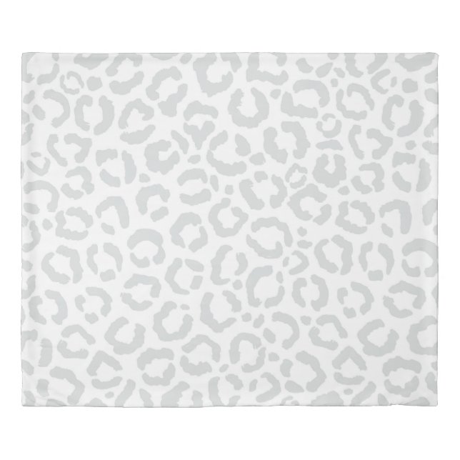 Elegant White Gray Leopard Cheetah Animal Print Duvet Cover (Front)
