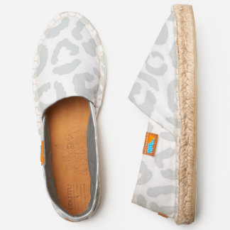 Elegant White Gray Leopard Cheetah Animal Print Espadrilles
