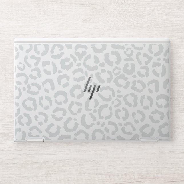 Elegant White Gray Leopard Cheetah Animal Print HP Laptop Skin (Front)