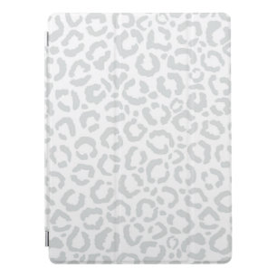 Elegant White Gray Leopard Cheetah Animal Print iPad Pro Cover