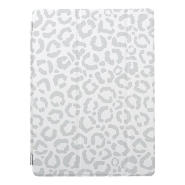 Elegant White Gray Leopard Cheetah Animal Print iPad Pro Cover (Front)