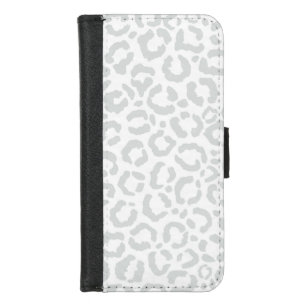 Elegant White Gray Leopard Cheetah Animal Print iPhone 8/7 Wallet Case