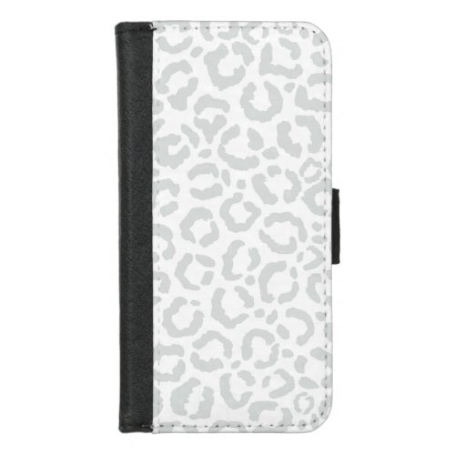 Elegant White Gray Leopard Cheetah Animal Print iPhone 87 Wallet Case