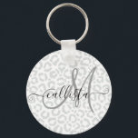 Elegant White Gray Leopard Cheetah Animal Print Keychain<br><div class="desc">This elegant chic pattern is perfect for the trendy and stylish fashionista. It features a hand-drawn white and gray leopard cheetah animal print pattern. It's modern, simple, and cute. ***IMPORTANT DESIGN NOTE: For any custom design request such as matching product requests, color changes, placement changes, or any other change request,...</div>